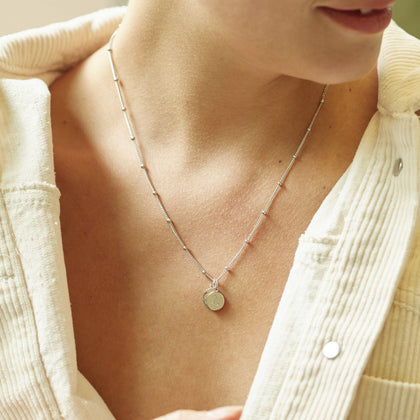 Mother and Child Discs Necklace Silver With Bead Chain